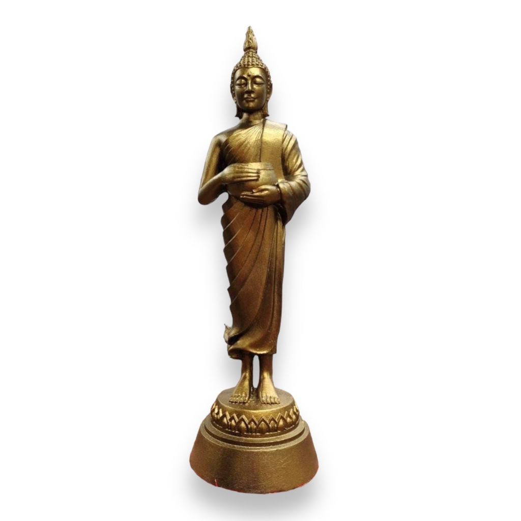 พระวันพุธกลางวัน พุทธศิลป์ สีทองเก่า กว้าง 3นิ้ว สูง 12นิ้ว