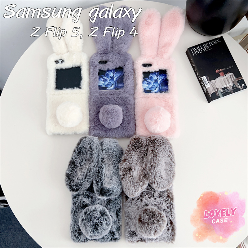 เคสฟลิปขนปุกปุยงานกระต่ายสุดน่ารัก แสนจะนุ่มนิ่ม for Samsung Galaxy Z Flip 6 Z Flip5 Z Flip4 Z Flip3 [Pre-Order]