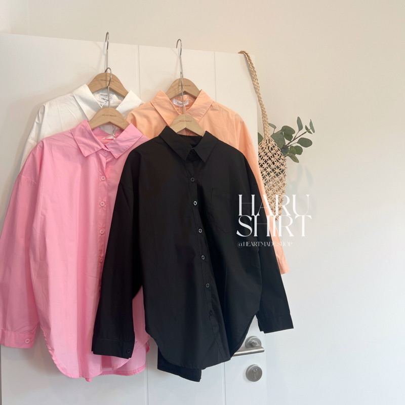 (A10) Hru Shirt 👀 🦕 🪄 (สินค้าพร้อมส่ง) เสื้อเชิ๊ตผ้าคอตตอนกระดุมยาว