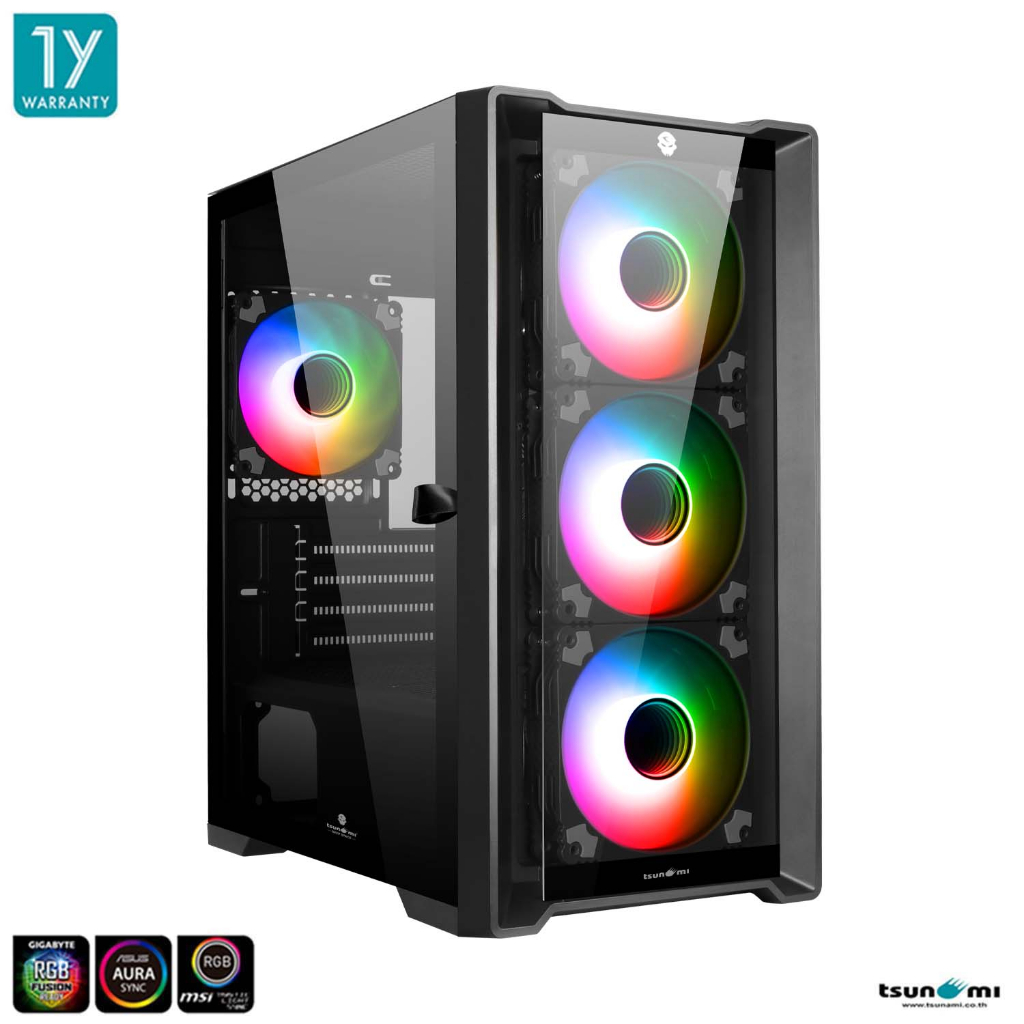 (ลด ล้าง สต็อก) (ไม่แถมพัดลม) เคสคอมพิวเตอร์ Tsunami M211G Tempered Glass ARGB Gaming Case รับประกัน