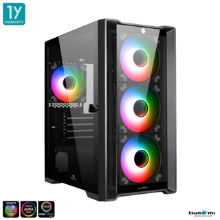 (ลด ล้าง สต็อก) (ไม่แถมพัดลม) เคสคอมพิวเตอร์ Tsunami M211G Tempered Glass ARGB Gaming Case รับประกัน 1 ปี