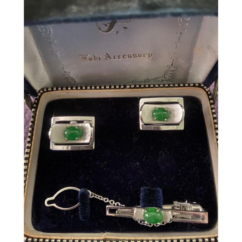Emerald Cufflink & Tie Bar Set