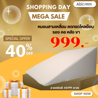 Abloom หมอนสามเหลี่ยม ลดกรดไหลย้อน รอง คอ หลัง ขา Sponge Foa…
