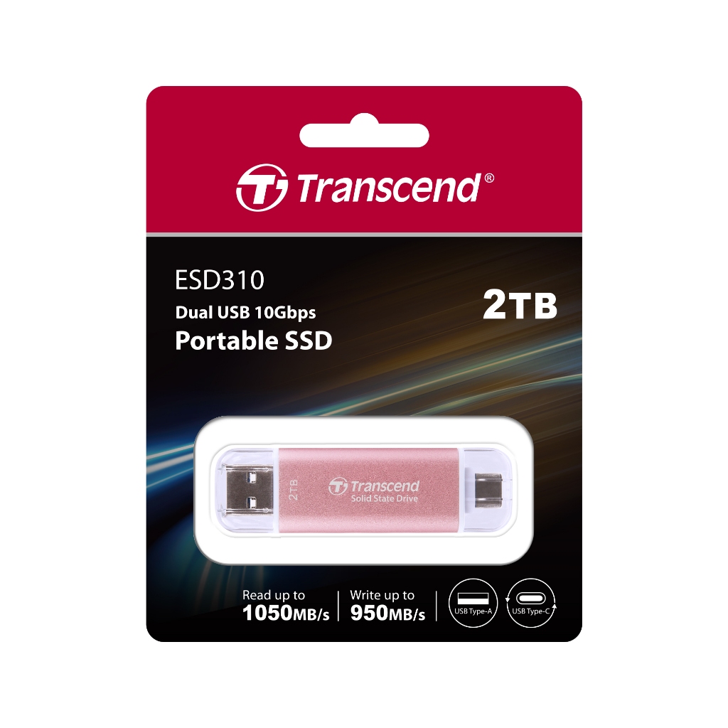 Transcend สีใหม่⚡️FLASH SALE⚡️(ราคาพิเศษ)New 512GB /1/2TB ESD310C 2in1 Type-C/USB Portable SSD TS512