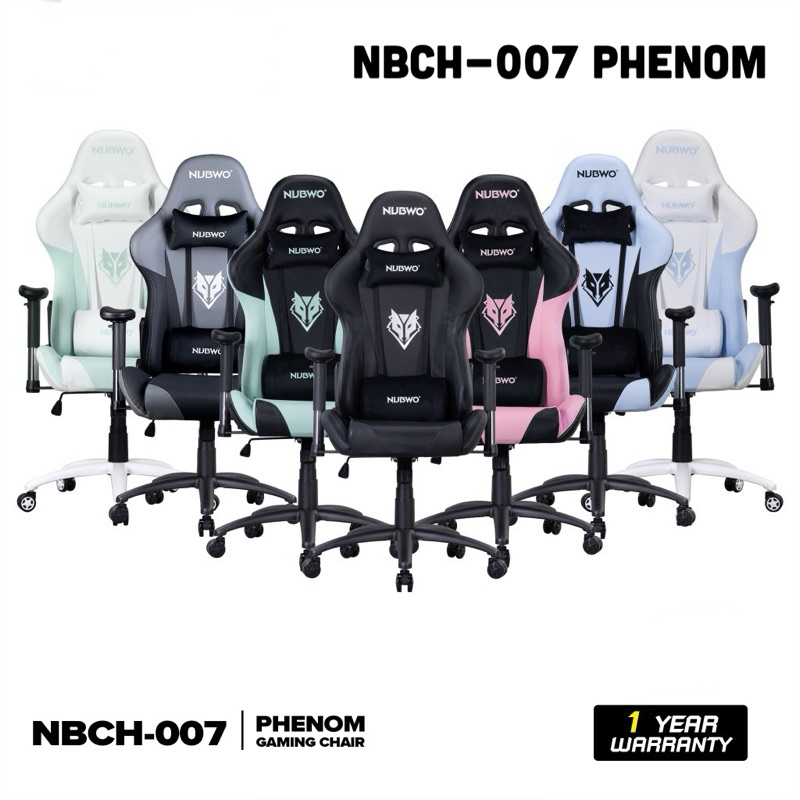 ขาเหล็ก‼️NUBWO Gaming Chair Phenom NBCH-007 เก้าอี้เกมมิ่ง โฉมใหม่ หมอนกำมะหยี่ ปรับเอน 180 องศา รับประกัน 1 ปี‼️
