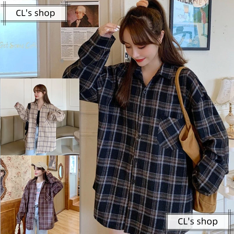 👉 เสื้อเชิ้ตผู้หญิงลายสก๊อต แขนยาว วินเทจ สไตล์เกาหลี ผ้าฝ้ายเนื้อนุ่ม ใส่สบาย แฟชั่นฮิต