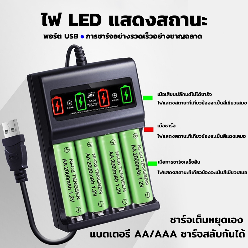 🔋ปลอดภัย มั่นคง🔋ชุด4 ก้อน+ ที่ชาร์จ 3800mA NiMH ถ่านชาร์จ aaa aa ถ่าน แบตเตอรี่ แท้ rechargeable Battery