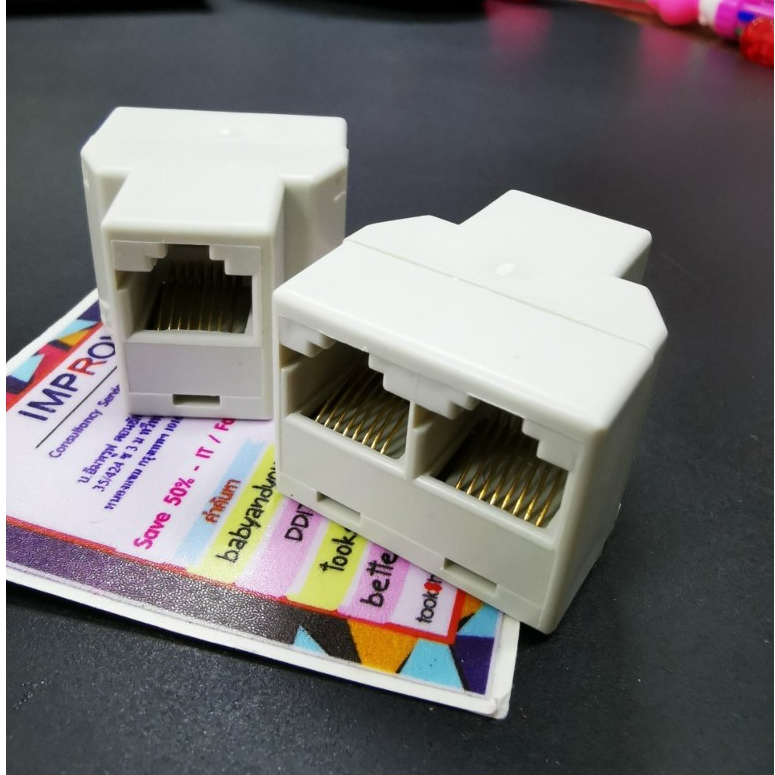 ตัวต่อแยกสายแลน / เข้า1ออก2 / 1 To 2 Ways LAN Ethernet Network Cable RJ45 Female Splitter ส่งเร็ว-จา