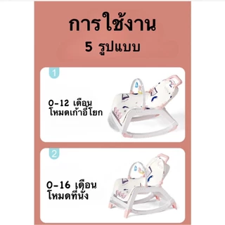 เปลโยกเด็ก มีเพลง แถมของเล่น เปลเด็กอ่อน ปรับโยกและมีล้อเลื่อนได้ สำหรับเด็ก0-3ขวบ