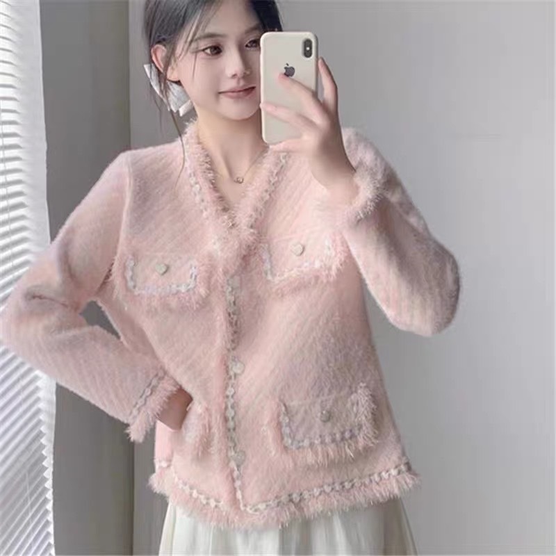 Waris เสื้อคลุมแขนยาวผ้าทวีต ดีเทลปลายรุ่ยกระดุมทอง ทรงสวยดูแพงลุคคุณหนู