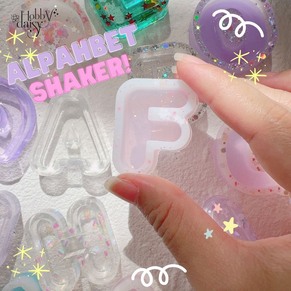 Alphabet shaker แบบแยกตัวอักษร || แม่พิมพ์ตัวอักษรแบบเชคเกอร์ || แม่พิมพ์ซิลิโคน แม่พิมพ์เรซิ่น DIY - รูปที่ 2