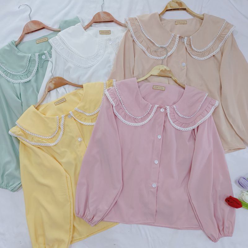 130เสื้อคอบัวลูกไม้สองชั้น