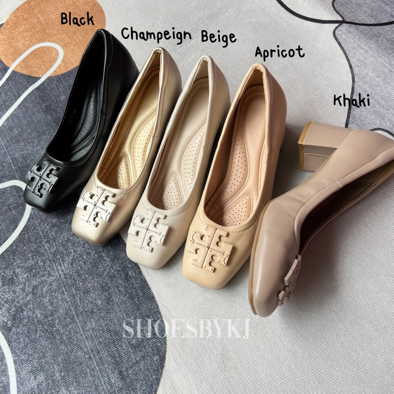 พร้อมส่งจากกทม (35-42) 1152 รองเท้าคัทชู ส้นสูง 2″ หน้า ทอรี่ เหลี่ยม พื้นนิ่มมาก ใส่สบาย รองเท้าส้นสูง ใส่ทำงาน