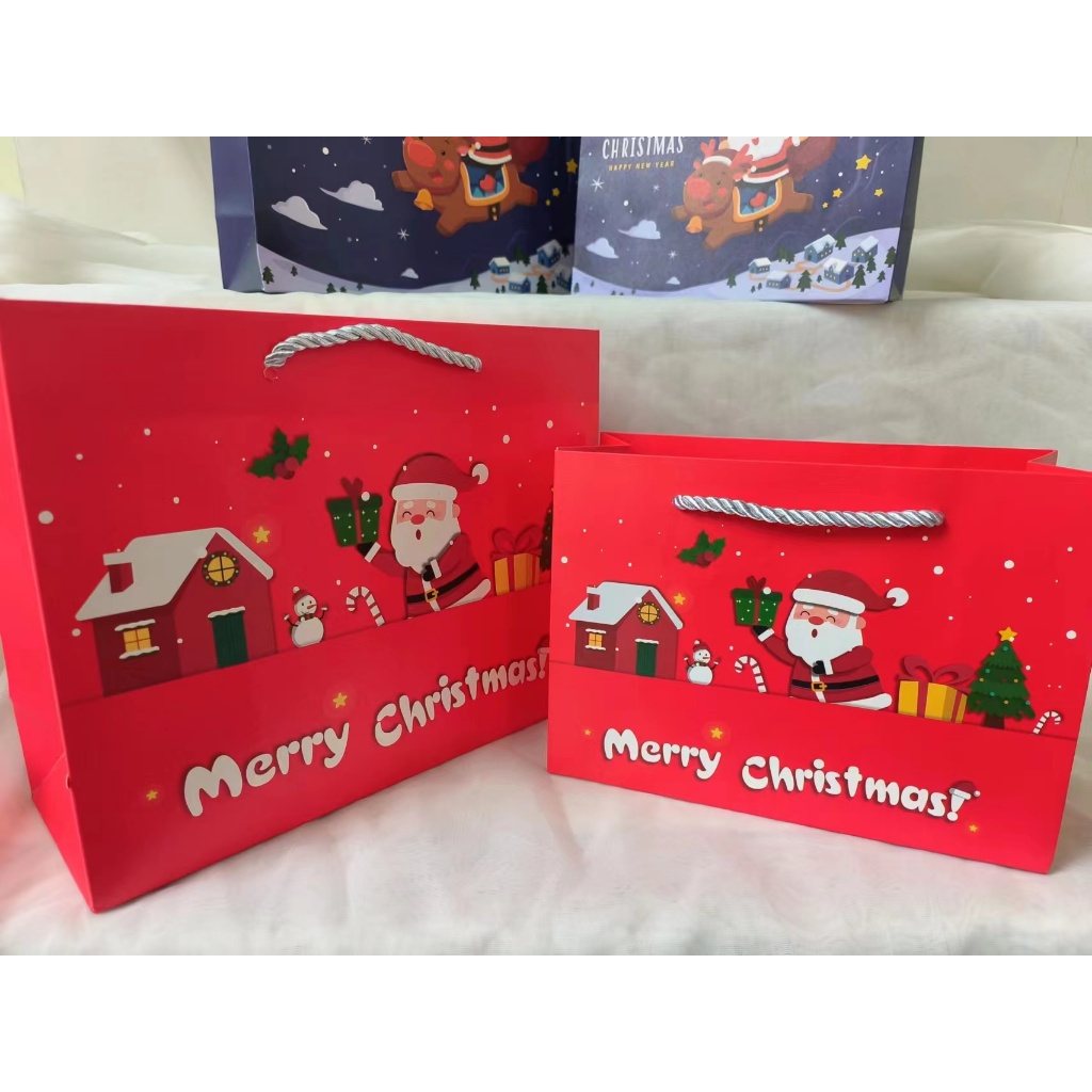 🎄สินค้าพร้อมส่ง🎄ถุงกระดาษหูเชือกลายคริสมาส ถุงใส่ของขวัญปีใหม่ ใส่ของที่ระลึก กระดาษหนา สีสวย - รูปที่ 2