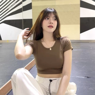 🌈SpinnyHouse🌈 เสื้อครอปแขนสั้น ผ้าเรย่อน ยืดตามตัว สาวอวบใส่ได้ 🧸 รุ่น ครอปเรียบ B-045-2-A