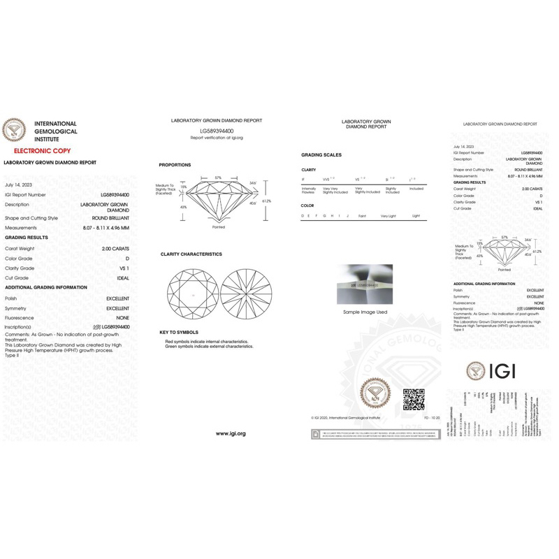 เพชร CVD 2 กะรัต น้ำ-100 VS1 3 EX -- CVD Lab Grown Diamond 1 carat D VS1