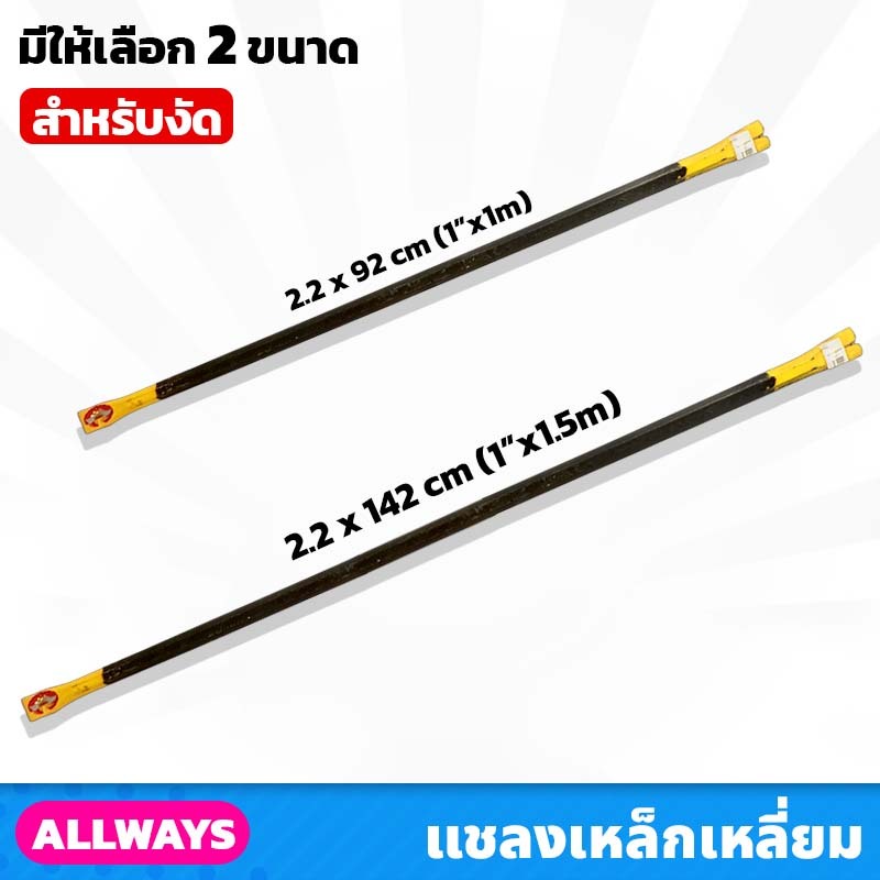 ALLWAYS แชลงเหล็กเหลี่ยม 2 หัว ขนาด 1นิ้ว ยาว 1, 1.5 เมตร แข็งแรง ทนทาน งัดสิ่งของ เช่น ตะปู หิน คอนกรีต และงานอื่นๆ