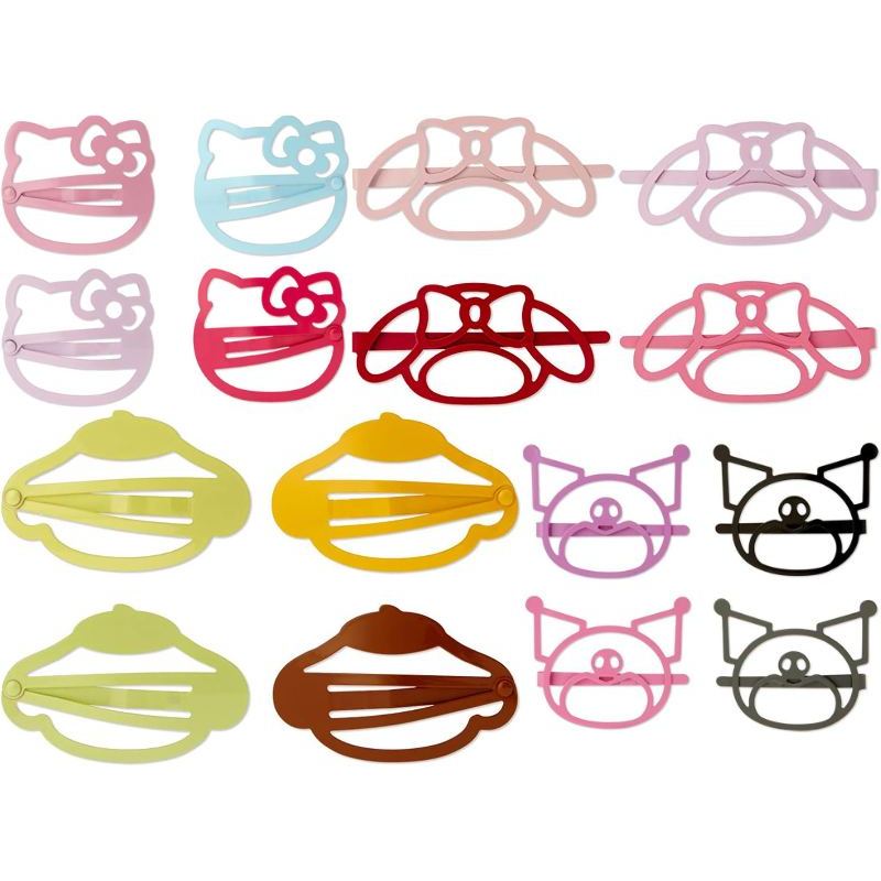 【Direct from Japan】Sanrio Colorful Hair Pins 4pcs Set (Face) Hair Accessories (Hello Kitty, My Melody, Pompompurin, Kuromi)