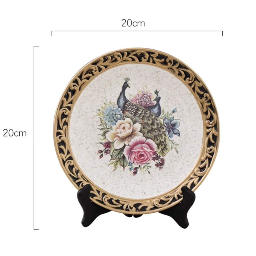 จานเซรามิก จานตั้งโชว์สไตล์ยุโรป ขนาดรวมฐาน 20/21cm. จานเซรามิกเสริมฮวงจุ้ย - รูปที่ 5