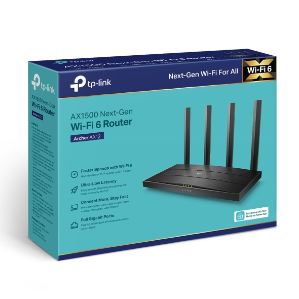 ประกัน 3ปี TP-Link Archer AX12 AX1500 Gigabit WiFi 6 Router เร้าเตอร์ กิกะบิต ตัวกระจายสัญญาณ เร้าเตอร์ วายฟาย6 เราเตอร์