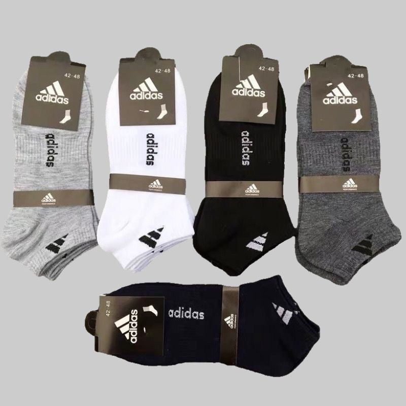 ซื้อ ถุงเท้าAdidas กีฬาแฟชั่น Unisex Socks ถุงเท้าสั้นผู้ชาย จำนวน 10 คู่ คละสี คุณภาพดี（1แพ็ค มี10 คู่）