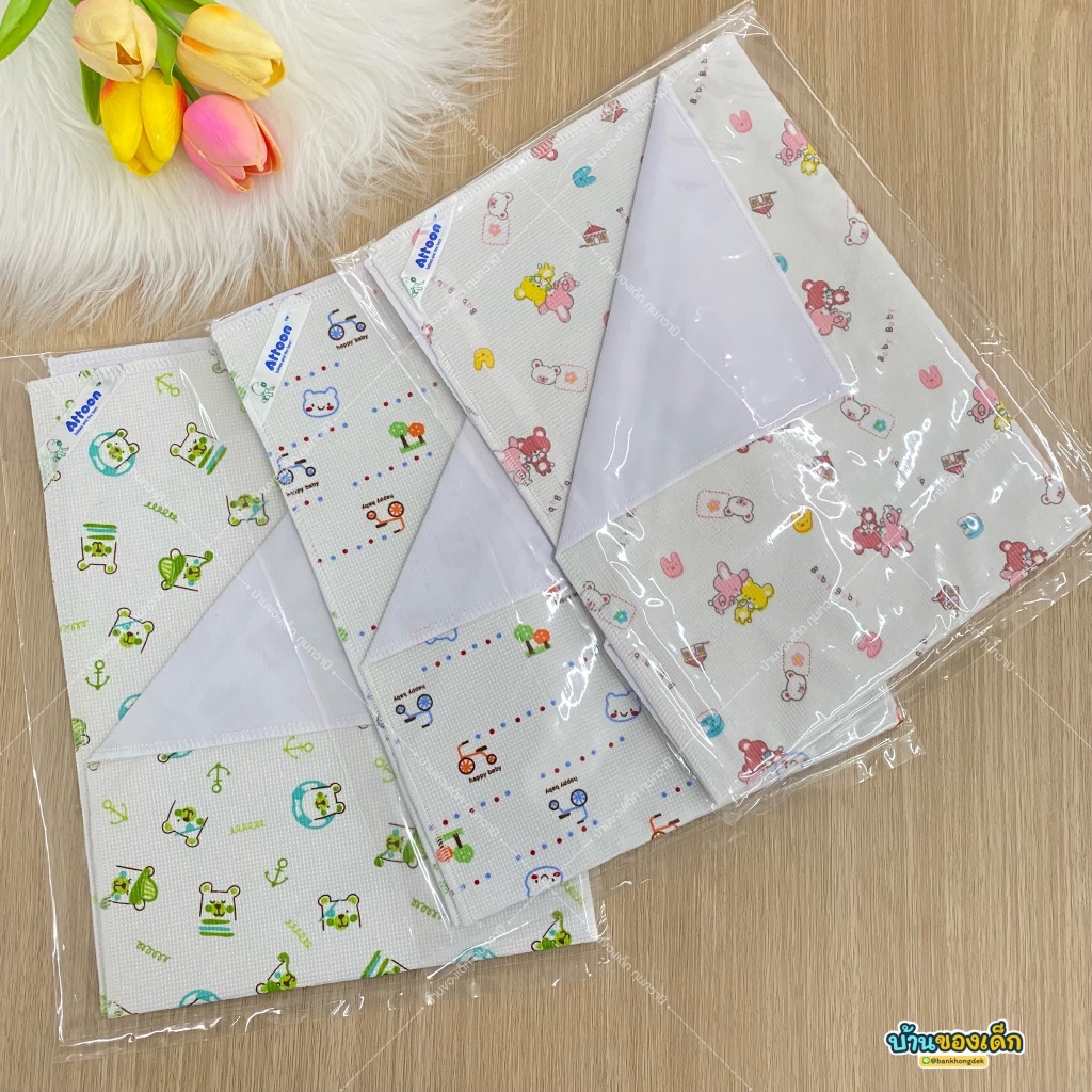 Attoon ผ้ายางรองฉี่ ผ้ายาง+ผ้าฝ้าย ขนาด 18x24 นิ้ว ลายการ์ตูน