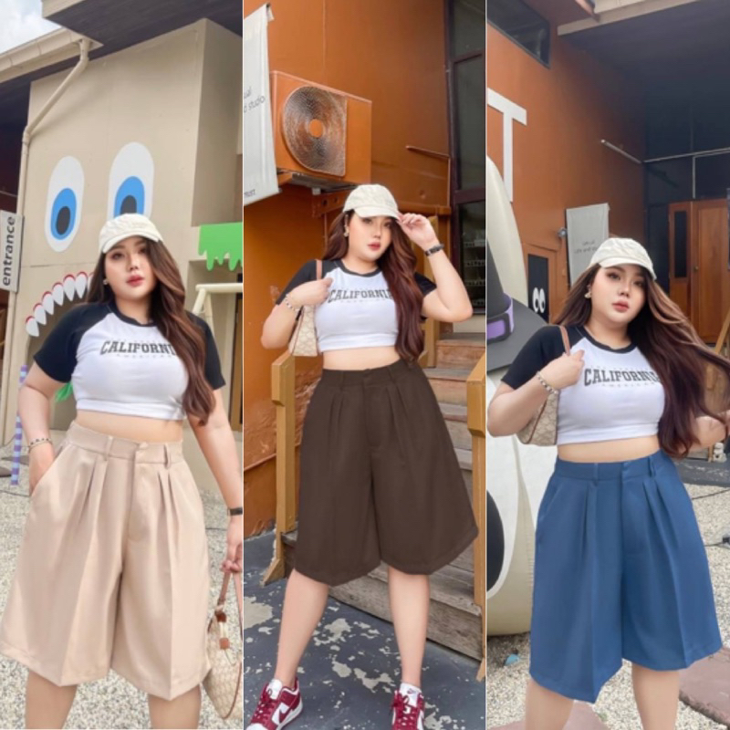 กางเกงขา4 ส่วนตะขอหน้า ทรงเก็บพุง ใส่แล้วดูเพรียว ไซส์ใหญ่