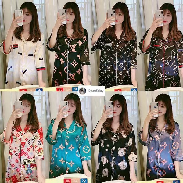 ⭐️{ราคาถูกที่สุด}ชุดนอนผ้าซาตินเย็นฤดูร้อน，กระโปรงลำลอง，สามารถสวมใส่ออกไปข้างนอก，12 สไตล์，M-2XL