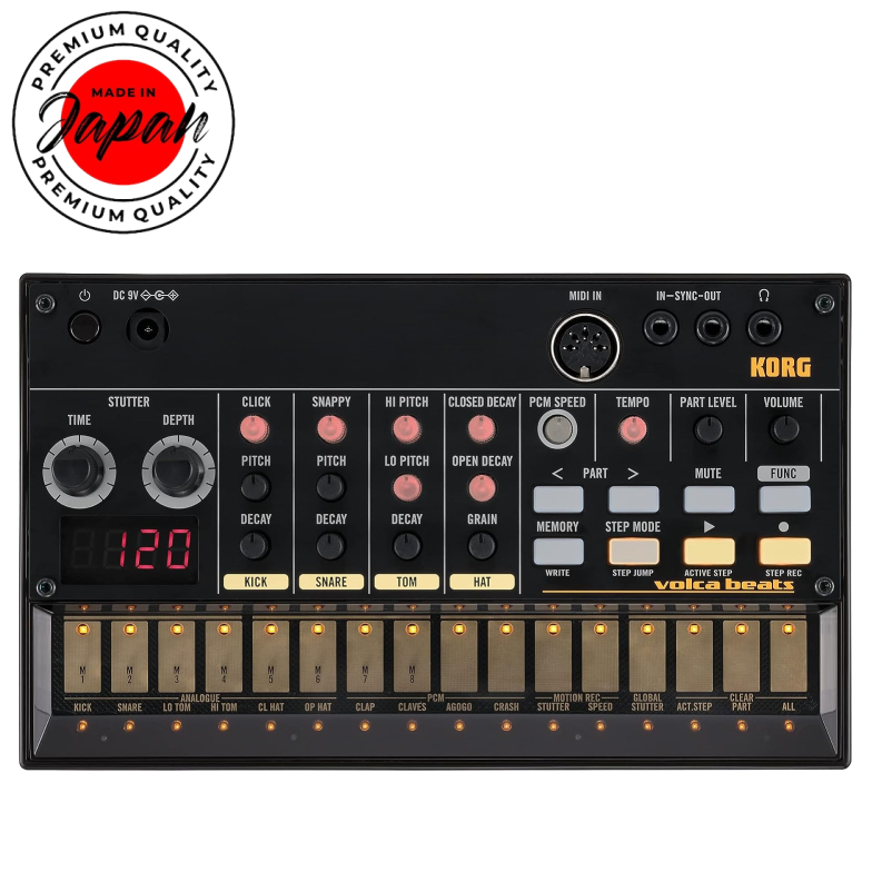 KORG analog rhythm machine volca beats 16 step sequencer battery powered built-in speaker headphone 