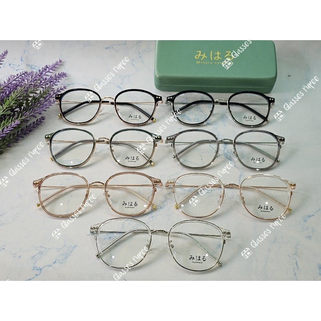 กรอบสายตาญี่ปุ่น みはる (Miharu) รุ่น M01347 พร้อมเลนส์ตัดแสงสีฟ้า 🎁 ส่งฟรี 🎁