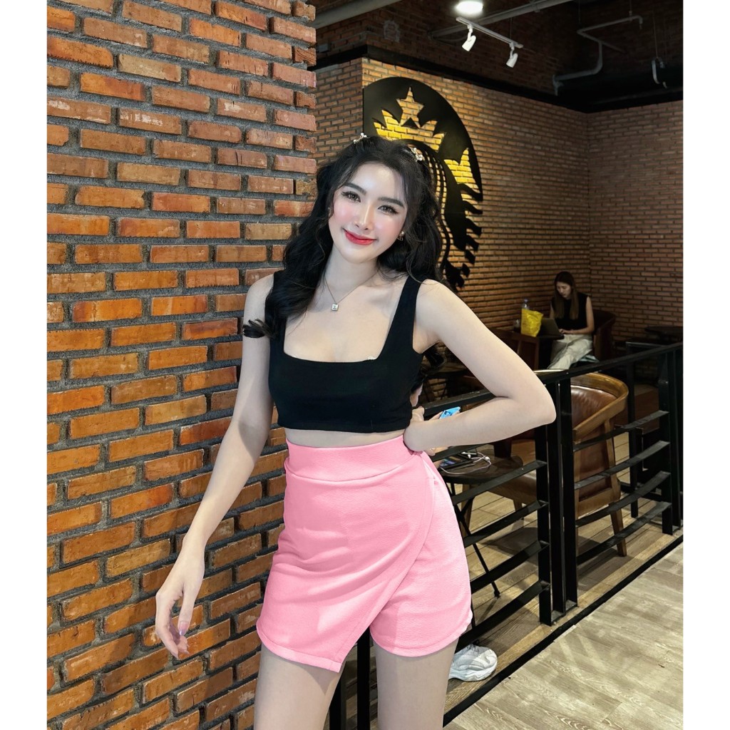 กางเกงกระโปรงผ้าวูลเวฟป้ายหน้าเฉียง (P56,P66,P76) A1793