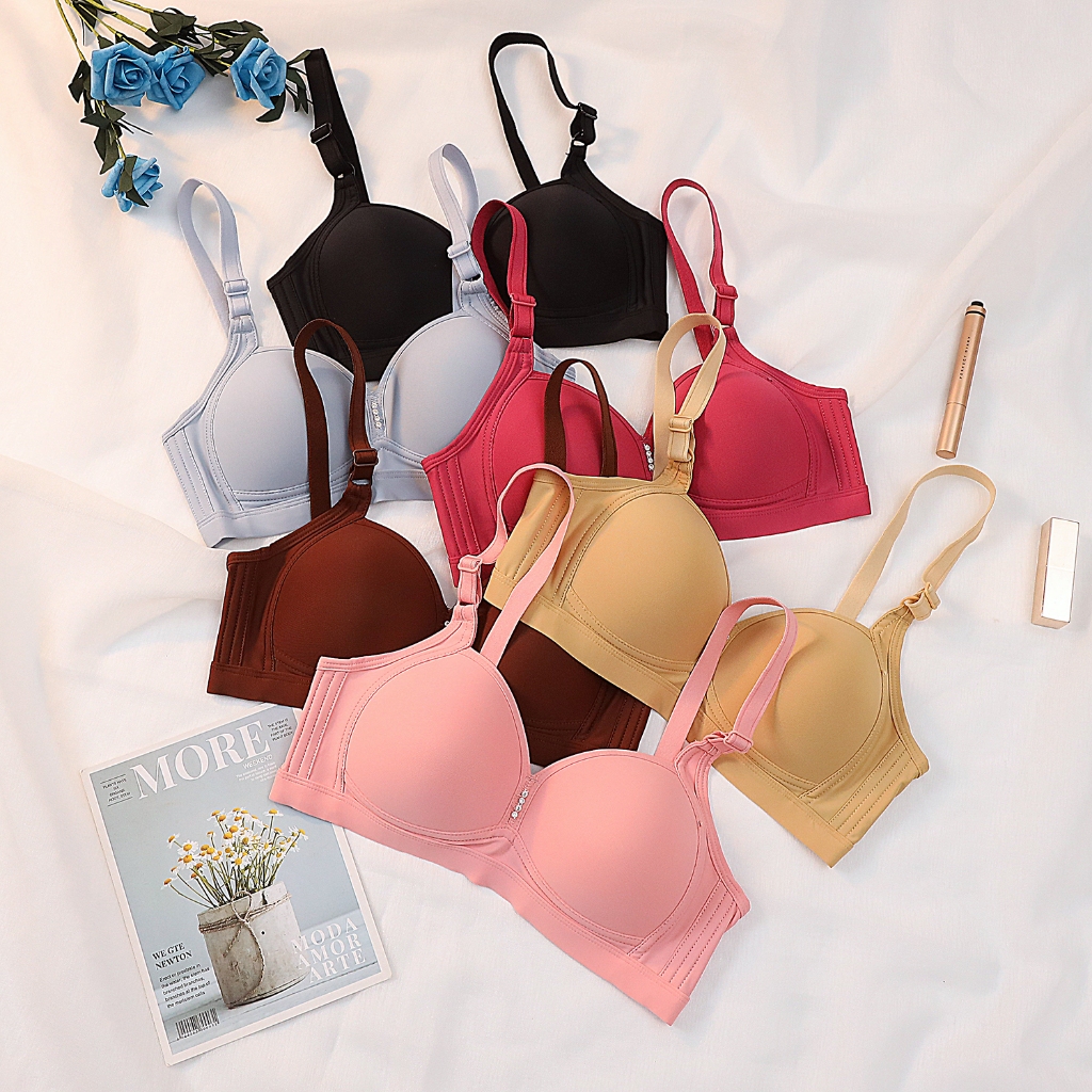 A6 #ผ้าไหมน้ำแข็งไม่มีแหวนเหล็กฟองน้ำบาง ๆระบายอากาศได้ดีสองกระดุม32-38ราคาขายส่งจัดส่งในวันเดียวกัน