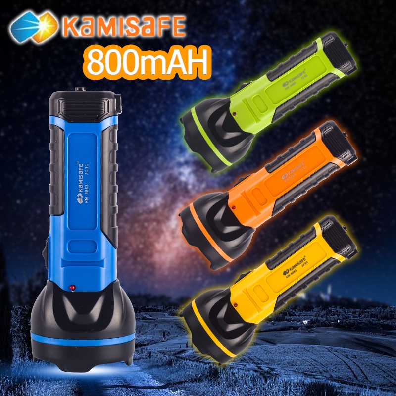 TSM รุ่น KM-8883 ไฟฉายสว่าง KAMISAFE แบบชาร์จไฟ แบตเตอรี่800mAH แบบพกพา ไฟเดินป่า ปรับไฟได้ 2 ระดับ ไฟฉุกเฉิน