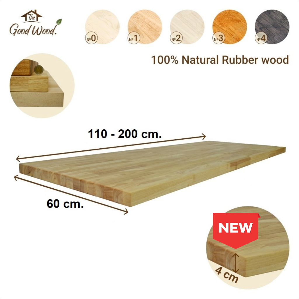 (จัดส่ง 1-2 วัน) หน้าโต๊ะ โต๊ะทำงาน หนา 4cm. กว้าง 70cm. x ยาว 110-200cm. ไม้พารา AC ต่อฟันปลา ไม่บวม ไม่พอง แข็งแรง