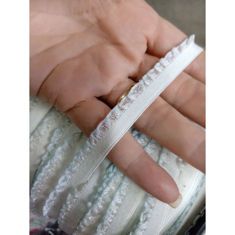 ลูกไม้ยางยืดสีขาวขนาด 1 cm.ตกแต่งขอบกางเกงใน.ตกแต่งสายเสื้อชั้นใน.น่ารักมากๆค่ะ🌷(สั่งเกิน2ตัดยาว) - รูปที่ 5