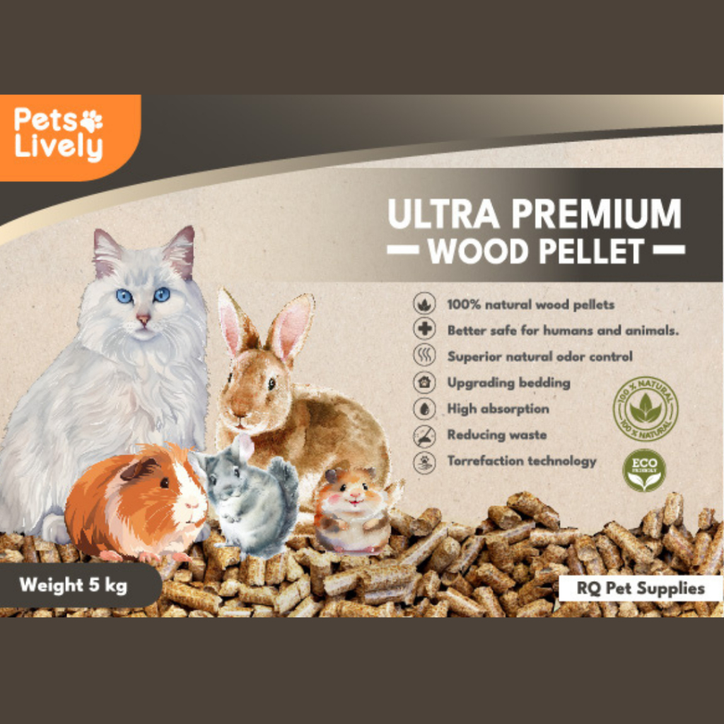 PetsLively ขี้เลื่อยอัดแท่ง 5 kg เกรด ultra premium wood pellet
