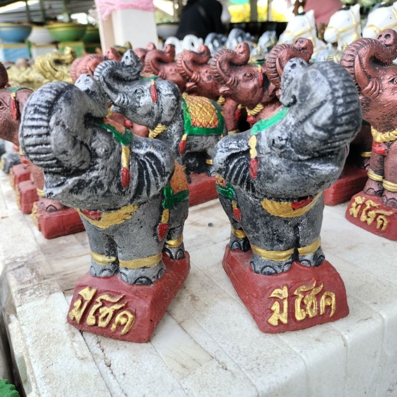 ช้างแก้บน (2 ตัว) ช้างทรง บูชา ไหว้ศาล ไหว้เจ้าที่ ช้างมีโชค 1 คู่