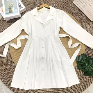 Dress แขนยาวออกงานทรงสูทผูกโบว์ ✨