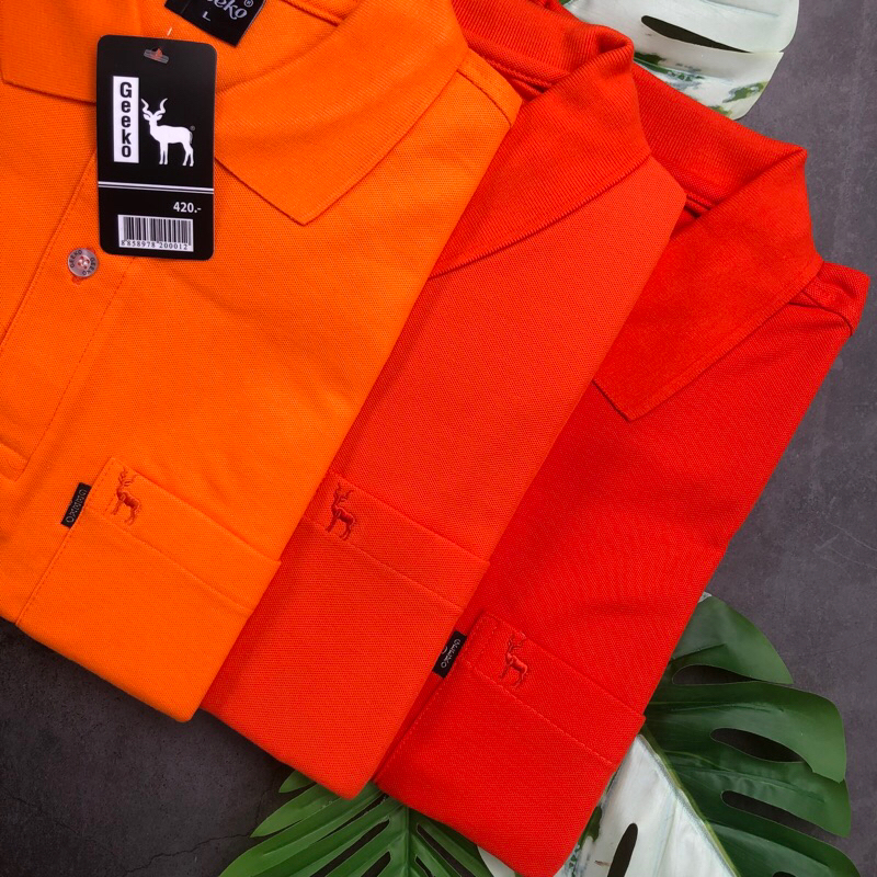 เสื้อโปโลโทนสีส้มGeeko ตรากวาง ผู้ชาย-ผู้หญิง งานแบรนด์แท้ เนื้อผ้าใส่สบาย