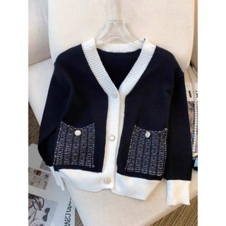 MYGIRLSHOP.THเสื้อกันหนาว เสื้อคลุมแขนยาว คอวีM1822