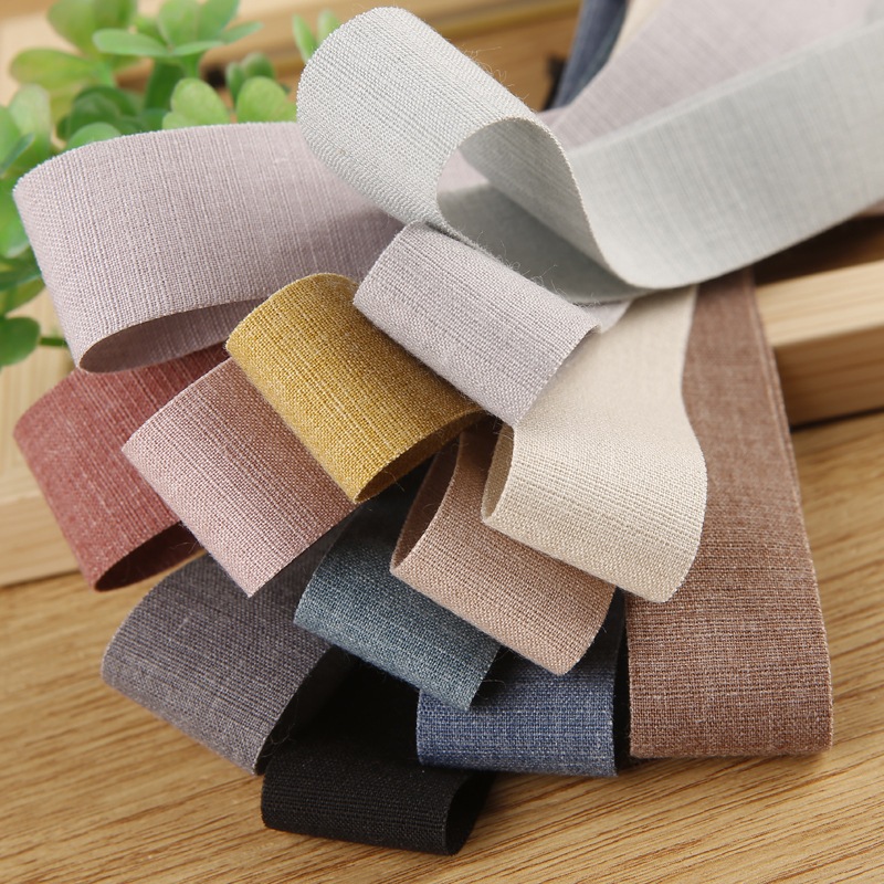 พร้อมส่ง ริบบิ้นผ้าฝ้าย สีธรรมชาติ ขนาด 4 ซม.