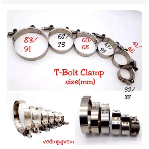 เข็มขัด สายรัด แคมป์รัด แบบพับขอบ Tbolt ใช้รัดท่อยางท่ออินเตอร์ สแตนเลสแท้ 1.6นิ้ว-3.0นิ้ว กดเลือกขนาดนะคะ่