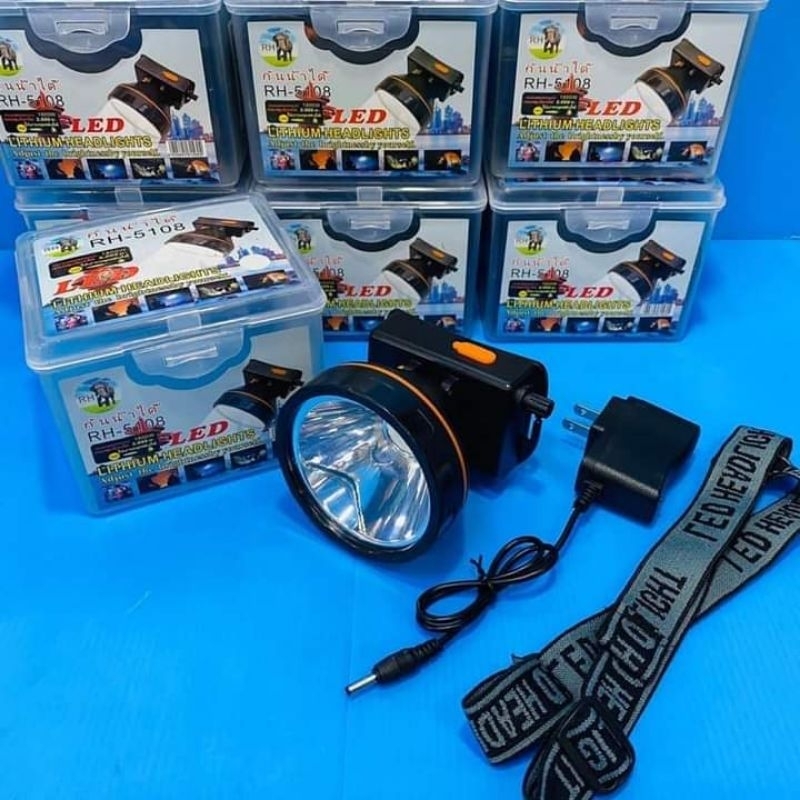 💥 ราคาถูกที่สุด 💥 ไฟฉายคาดหัวตราช้าง 👉 RH-5108 กันน้ำได้ แสงไฟส่องได้ไกล แบตเตอรี่ทนอึด ส่องสัตว์  กรีดยาง แสงสว่างมาก