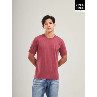 YuenPuen เสื้อยืดคอกลม สีแดงอ่อน ยืนพื้น ไม่ยืด ไม่ย้วย ไม่ต้องรีด สีพื้น เนื้อผ้านุ่มใส่สบาย