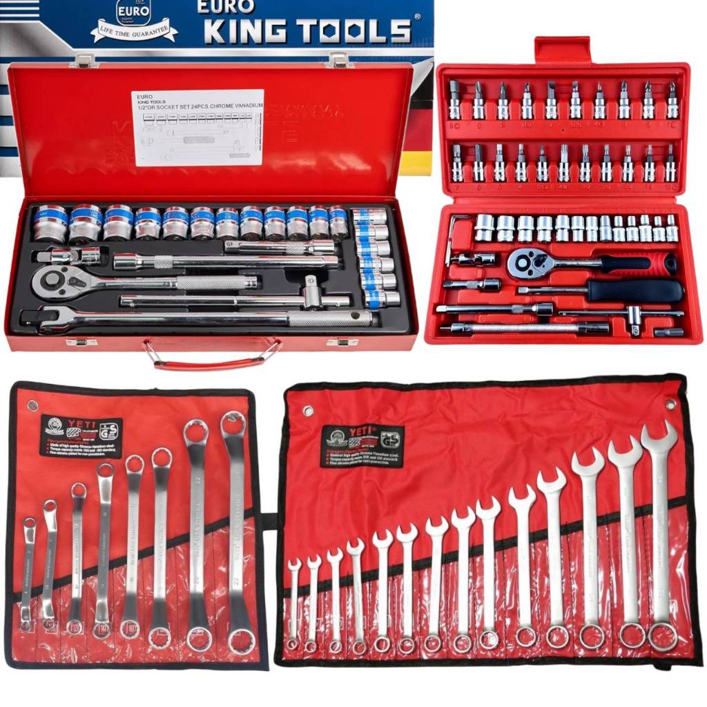 Euro King Tools ชุดบล็อก 24 ชิ้น+ประแจแหวนข้างyeti+แหวน2ข้างyeti+ชุดบล็อก2หุน 46 ชิ้นใช้งานหนัก ได้4อย่าง – โปรปัง