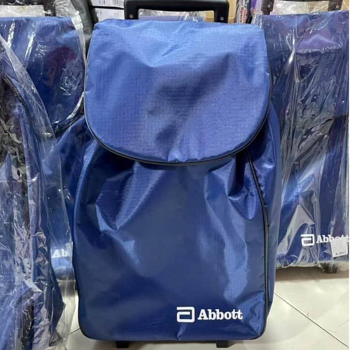 พร้อมจัดส่ง กระเป๋า Abbott สีน้ำเงิน ลากได้ ใส่ของได้เยอะ Abbott / Ensure กระเป๋าช็อปปิ้งล้อลาก