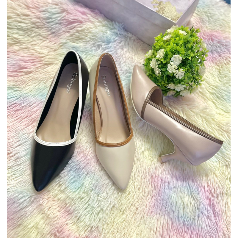 B08 : พร้อมส่งในไทย คัชชูวินเทจ สวยมีสไตล์ 35-40 ส้นเข็ม หัวนิ่มก๋ๆ