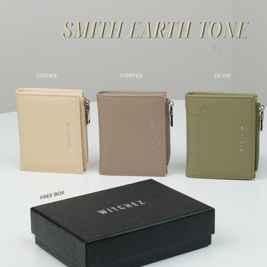 พร้อมส่ง12สีWITCHEZ SMITH WALLETกระเป๋าสตางค์ใบสั้นบางเฉียบหนังกันรอย Unisexใส่ธนบัตรได้ไม่ต้องพับ