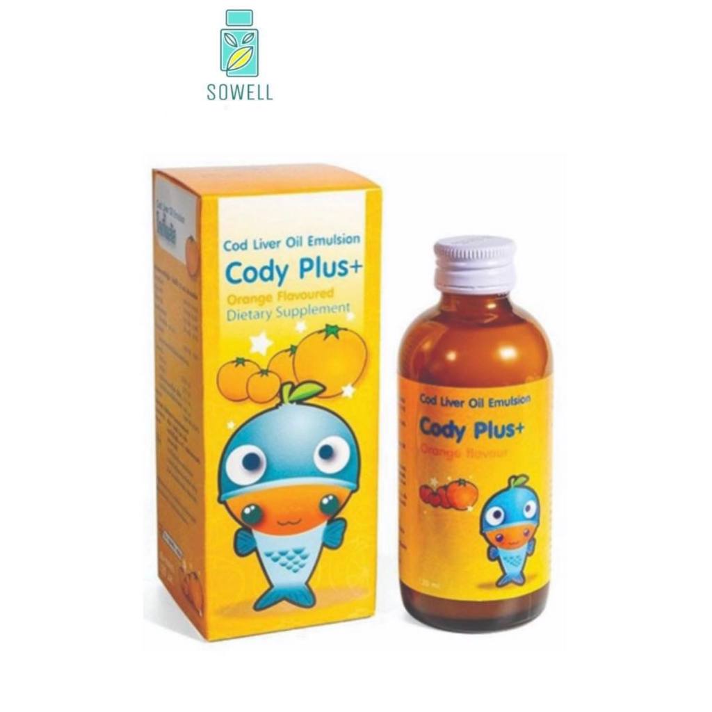 Cody Plus โคดี้พลัส น้ำมันตับปลา รสส้ม วิตามินรวม สำหรับเด็ก บำรุงสายตา เสริมสร้างกระดูกและฟัน ขวด 120 มล. (1 ขวด)