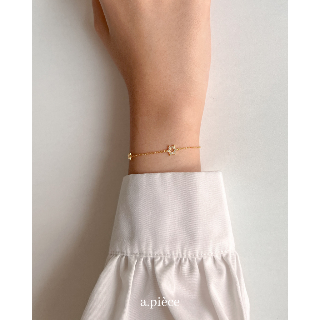 A.piece กำไลเงินแท้ [all silver 925] Double star bracelet